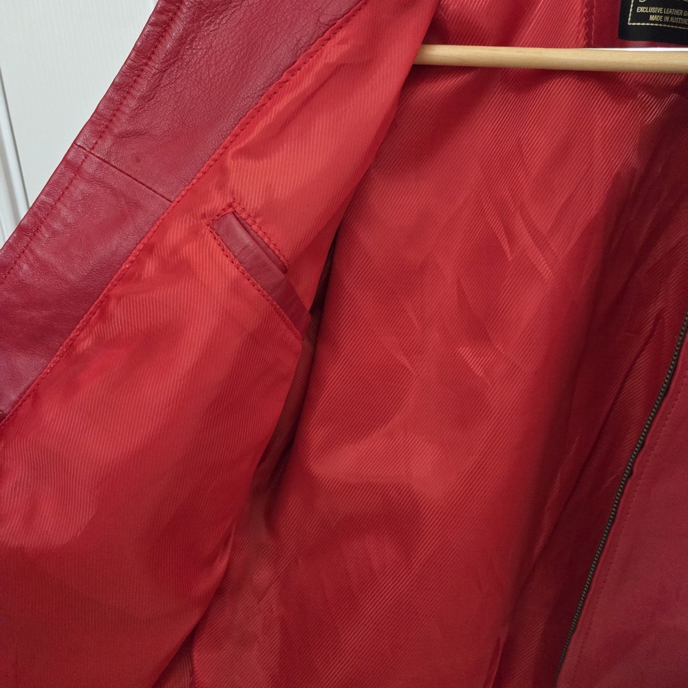 Women's Australian Red Leather Jacket - Picture 3 of 7